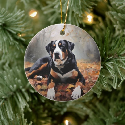 スイス素晴らしスマウンテン紅葉秋 セラミックオーナメント (ツリー)