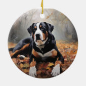 スイス素晴らしスマウンテン紅葉秋 セラミックオーナメント (裏面)