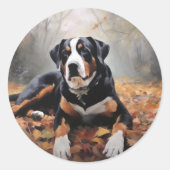 スイス素晴らしスマウンテン紅葉秋 ラウンドシール (正面)