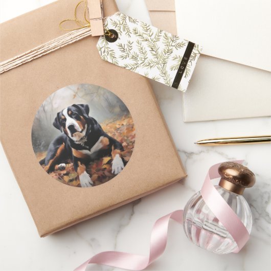 スイス素晴らしスマウンテン紅葉秋 ラウンドシール (ギフト)