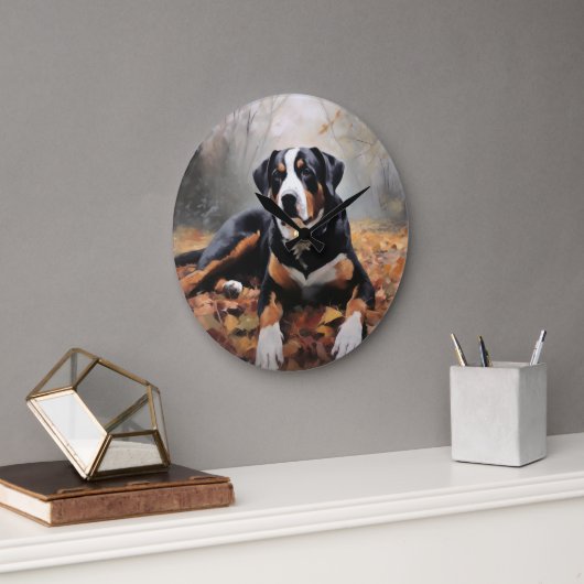 スイス素晴らしスマウンテン紅葉秋 ラージ壁時計 (オフィス)