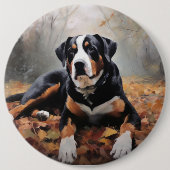 スイス素晴らしスマウンテン紅葉秋 缶バッジ (正面)