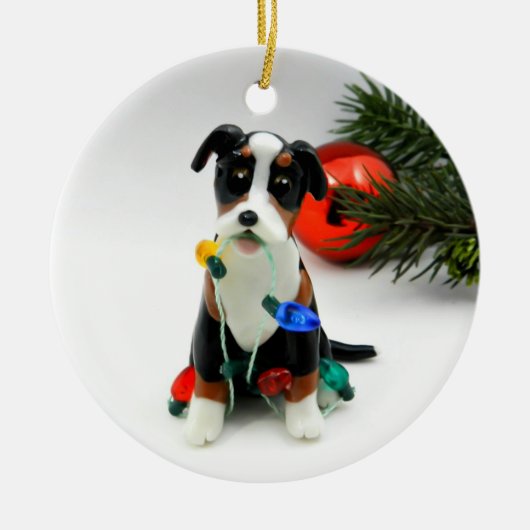 スイス素晴らしマウンテンドッグのクリスマスオーナメント セラミックオーナメント (正面)