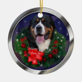スイス素晴らしマウンテンドッグのクリスマスオーナメント セラミックオーナメント