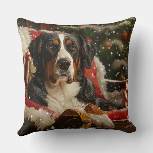 スイス素晴らしマウンテンドッグクリスマスフェスティバル クッション (裏面)