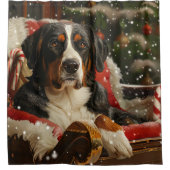 スイス素晴らしマウンテンドッグクリスマスフェスティバル シャワーカーテン (正面)