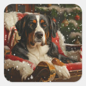 スイス素晴らしマウンテンドッグクリスマスフェスティバル スクエアシール (正面)