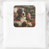 スイス素晴らしマウンテンドッグクリスマスフェスティバル スクエアシール (バッグ)