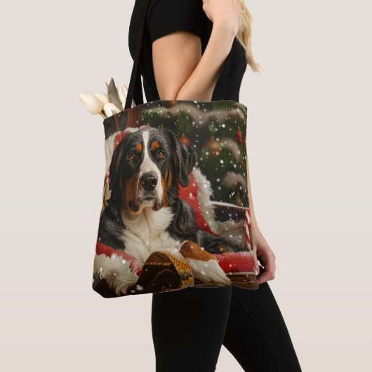 スイス素晴らしマウンテンドッグクリスマスフェスティバル トートバッグ (クローズアップ)