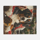 スイス素晴らしマウンテンドッグクリスマスフェスティバル フリースブランケット (正面(横))