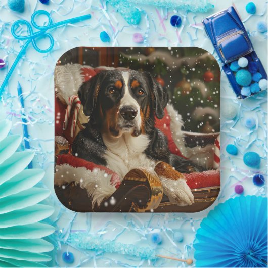 スイス素晴らしマウンテンドッグクリスマスフェスティバル ペーパープレート (パーティー)