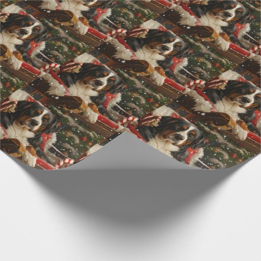 スイス素晴らしマウンテンドッグクリスマスフェスティバル ラッピングペーパー (角)