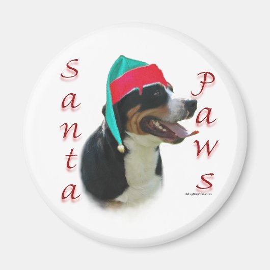 スイス素晴らしマウンテンドッグサンタポーズ マグネット (正面)