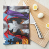 スイス素晴らしマウンテンドッグパンプキンハロウィンおもしろい キッチンタオル (四つ折り)