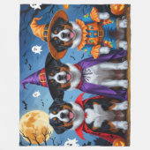 スイス素晴らしマウンテンドッグパンプキンハロウィンおもしろい フリースブランケット (正面)