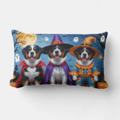 スイス素晴らしマウンテンドッグパンプキンハロウィンおもしろい ランバークッション (正面)