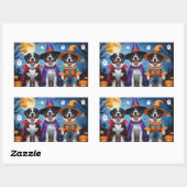 スイス素晴らしマウンテンドッグパンプキンハロウィンおもしろい 長方形シール (シート)