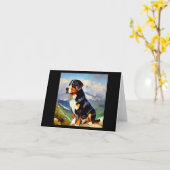 スイス素晴らしマウンテンドッグ カード (黄色い花)