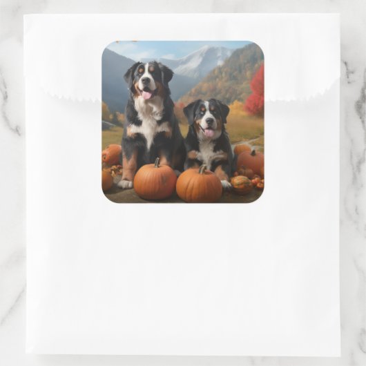 スイス素晴らしマウンテンパップオータムデライトカボチャ スクエアシール (バッグ)