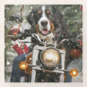 スイス素晴らしマウンテンライディングオートバイクリスマス ガラスコースター (正面)
