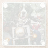 スイス素晴らしマウンテンライディングオートバイクリスマス ガラスコースター (裏面)