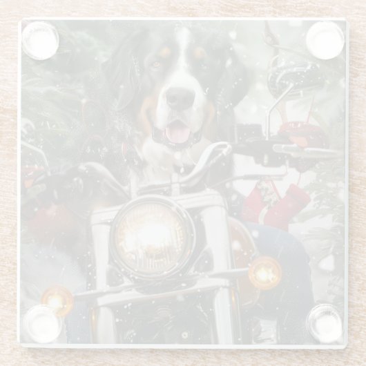 スイス素晴らしマウンテンライディングオートバイクリスマス ガラスコースター (裏面)