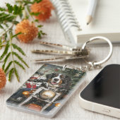 スイス素晴らしマウンテンライディングオートバイクリスマス キーホルダー (正面右)