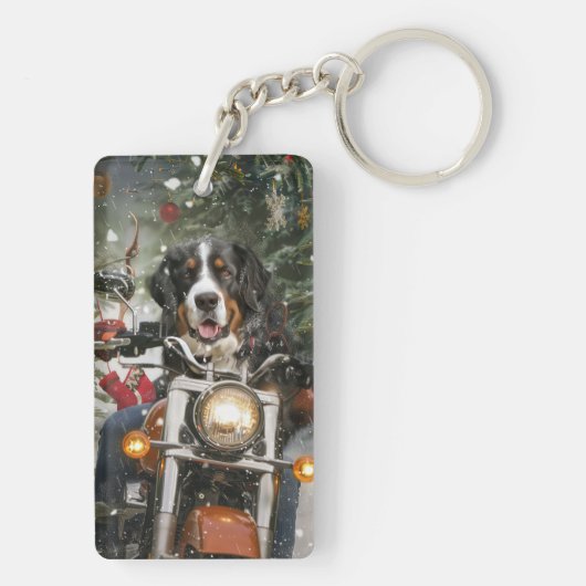 スイス素晴らしマウンテンライディングオートバイクリスマス キーホルダー (裏面)