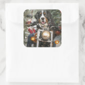 スイス素晴らしマウンテンライディングオートバイクリスマス スクエアシール (バッグ)