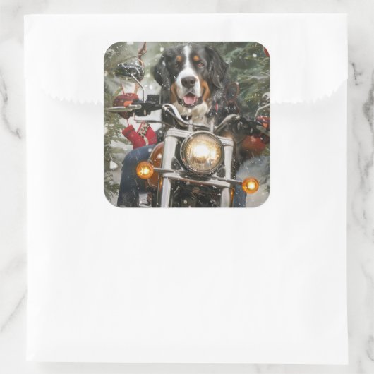 スイス素晴らしマウンテンライディングオートバイクリスマス スクエアシール (バッグ)