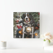 スイス素晴らしマウンテンライディングオートバイクリスマス スクエア壁時計 (ホーム)