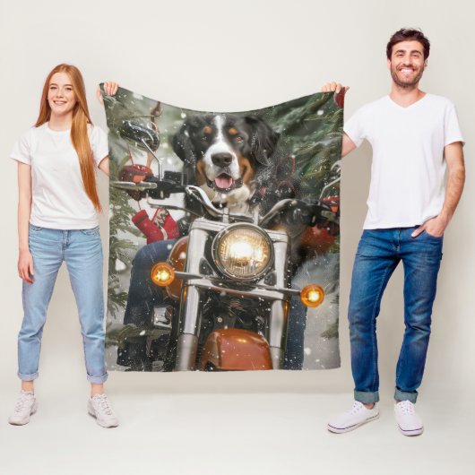 スイス素晴らしマウンテンライディングオートバイクリスマス フリースブランケット (インサイチュ)