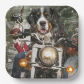 スイス素晴らしマウンテンライディングオートバイクリスマス ペーパープレート (正面)