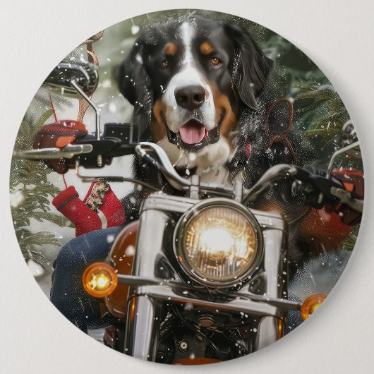 スイス素晴らしマウンテンライディングオートバイクリスマス 缶バッジ (正面)