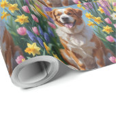 スイス素晴らしマウンテン犬の春の花絵を描ズ ラッピングペーパー (ロールコーナー)