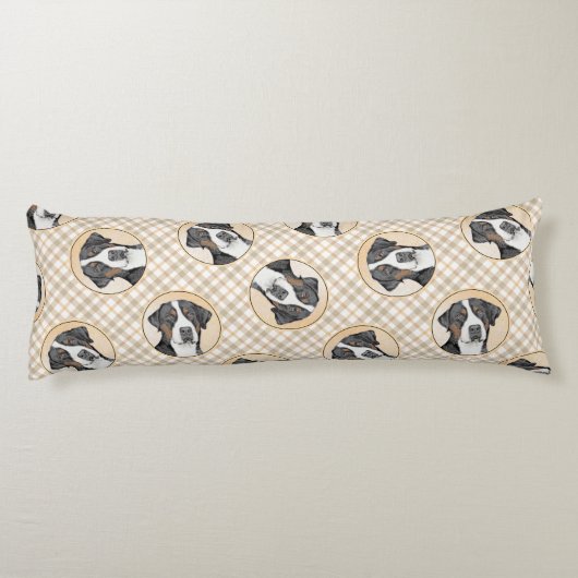 スイス素晴らしマウンテン絵を描ドッグオリジナルアート ボディピロー (裏面)