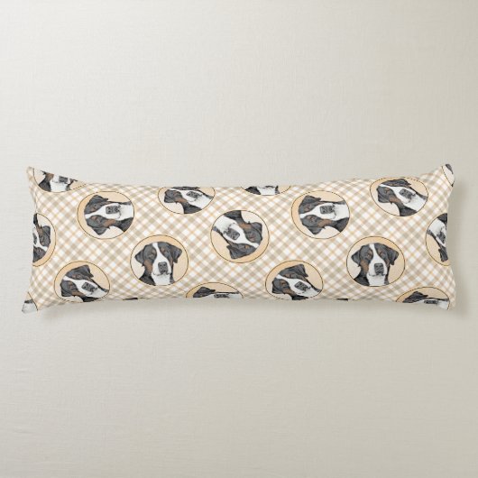 スイス素晴らしマウンテン絵を描ドッグオリジナルアート ボディピロー (正面)