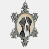 スイス素晴らしマウンテン絵画ドッグズ – オリジナルアート スノーフレークピューターオーナメント (左)