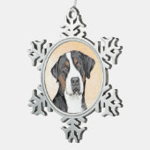 スイス素晴らしマウンテン絵画ドッグズ – オリジナルアート スノーフレークピューターオーナメント (右)