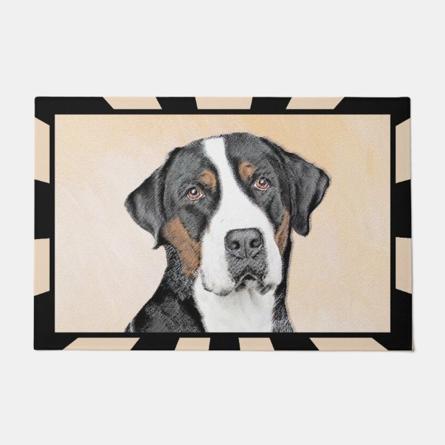 スイス素晴らしマウンテン絵画ドッグズ – オリジナルアート ドアマット (正面)