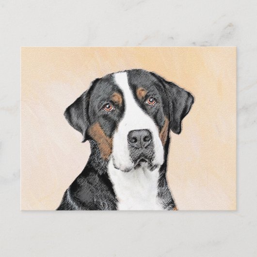 スイス素晴らしマウンテン絵画ドッグズ – オリジナルアート ポストカード (正面)