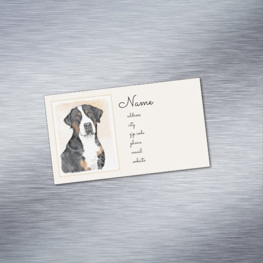 スイス素晴らしマウンテン絵画ドッグズ – オリジナルアート マグネット名刺 (インサイチュ)