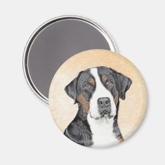 スイス素晴らしマウンテン絵画ドッグズ – オリジナルアート マグネット (正面/裏面)