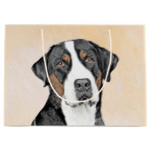 スイス素晴らしマウンテン絵画ドッグズ – オリジナルアート ラージペーパーバッグ (正面)