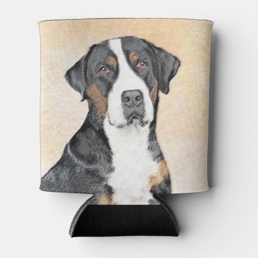 スイス素晴らしマウンテン絵画ドッグズ – オリジナルアート 缶クーラー (正面)