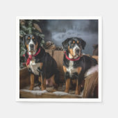 スイス素晴らしマウンテン雪そりクリスマス スタンダードカクテルナプキン (正面)