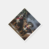 スイス素晴らしマウンテン雪そりクリスマス スタンダードカクテルナプキン (角)