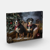 スイス素晴らしマウンテン雪そりクリスマス フォトブロック (左)