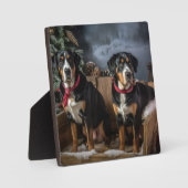 スイス素晴らしマウンテン雪そりクリスマス フォトプラーク (正面)