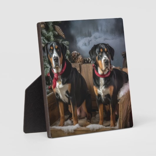 スイス素晴らしマウンテン雪そりクリスマス フォトプラーク (正面)